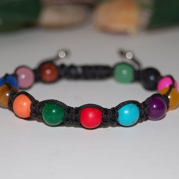 Multi Color Bracelet,Different Gemstone Bracelet,Shamball Stone Bracelet - Picture 1 of 2